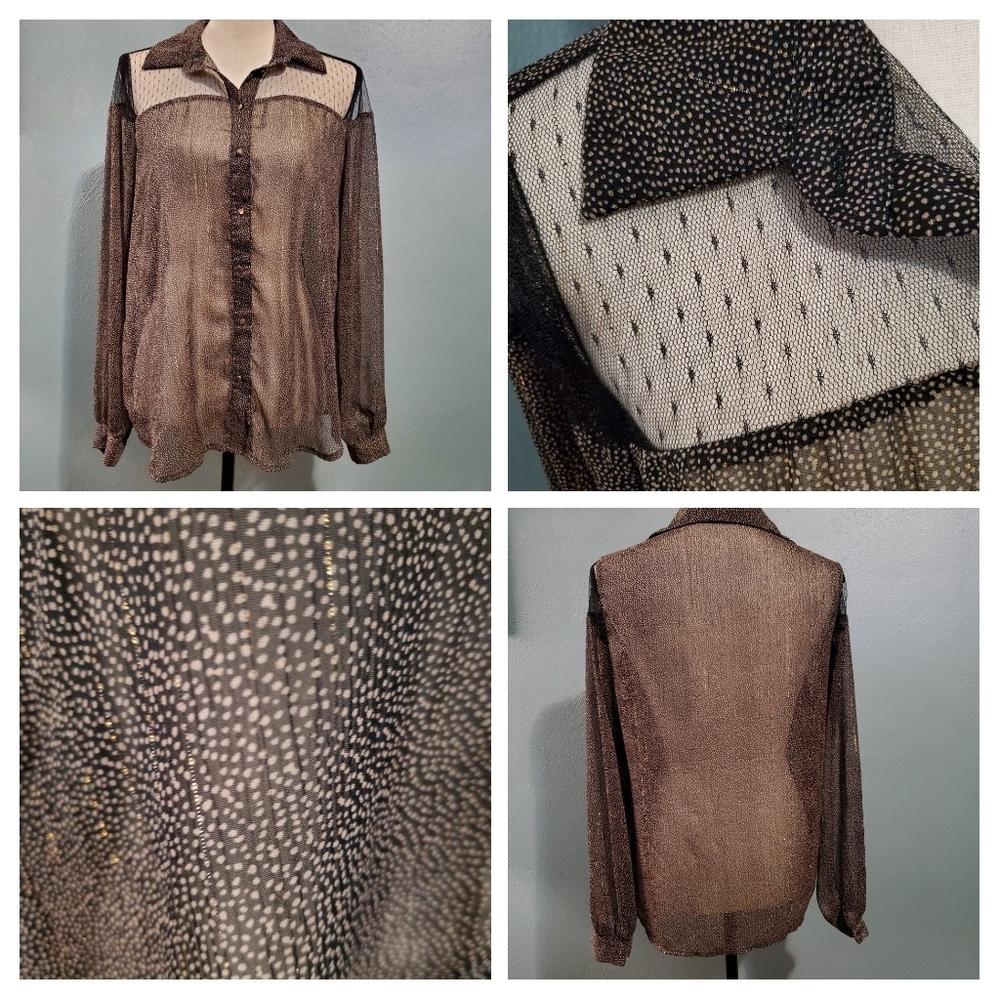 MODCLOTH sheer vintage tulle dotted blouse